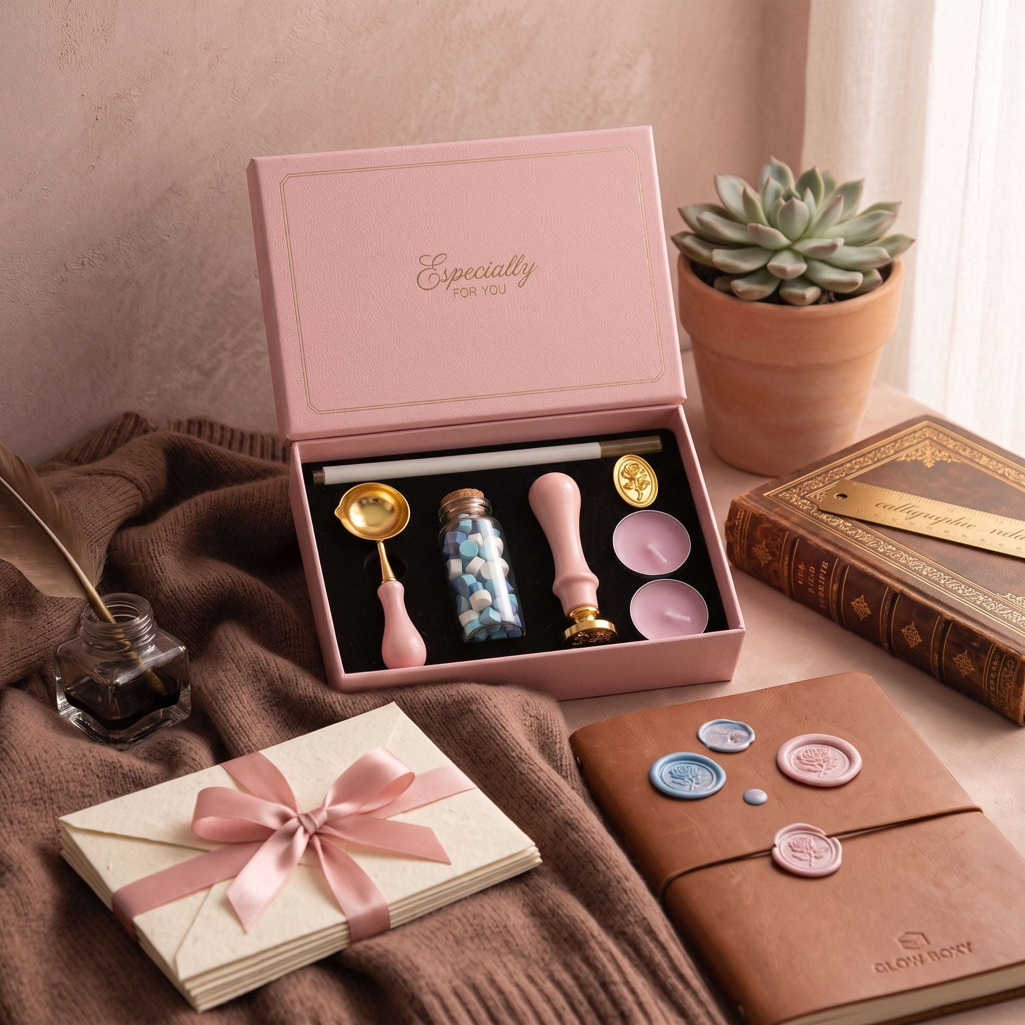 Aesthetic Pink Wax Seal Stamp Kit
