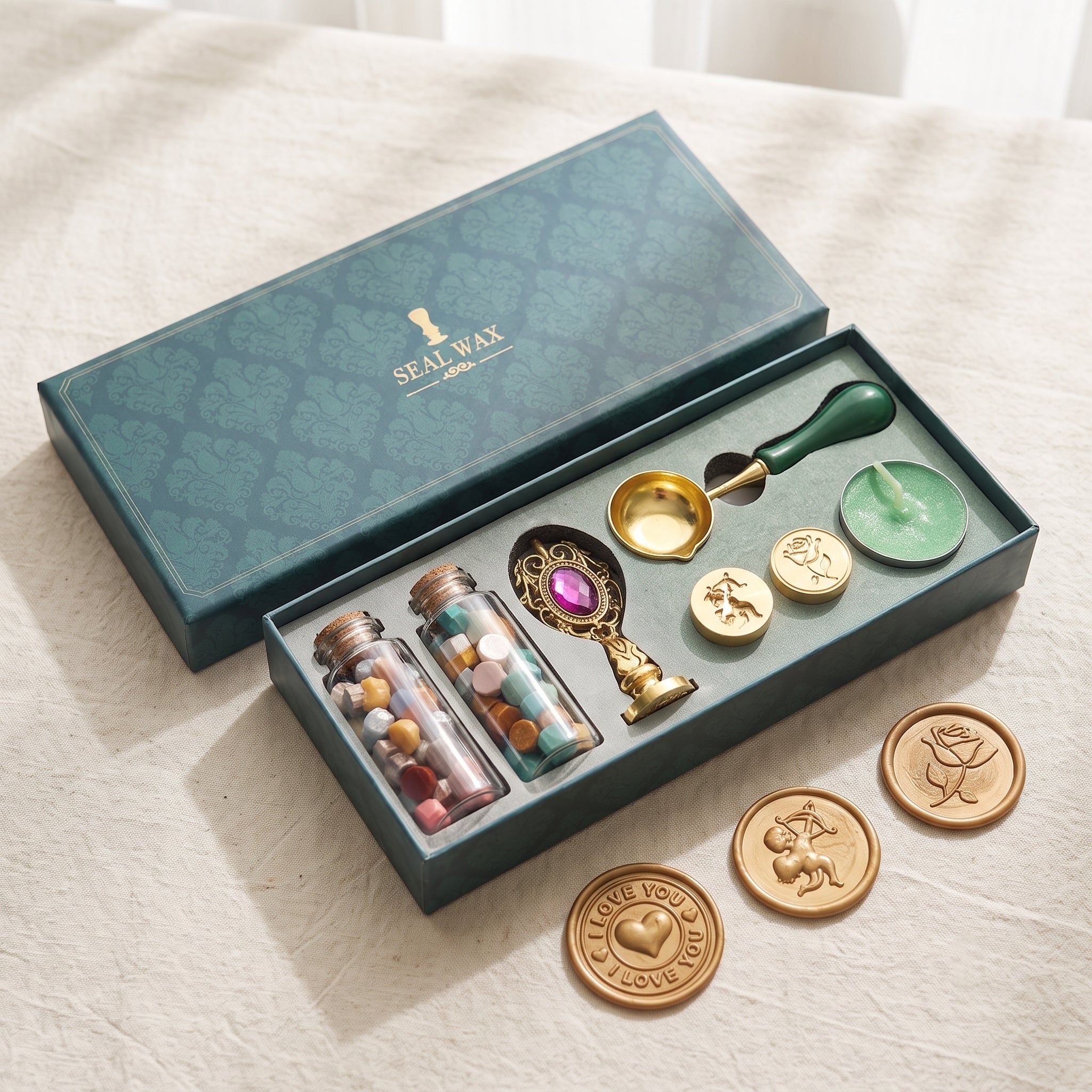 Luxury Dark Green Wax Seal Stamp Kit